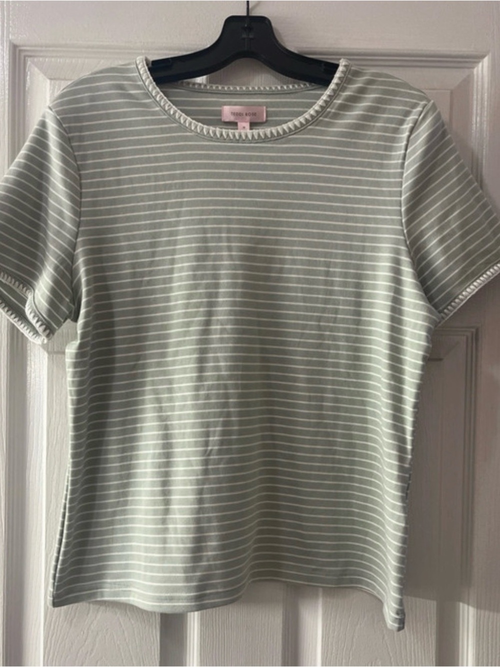 Teddi Rose Green and White striped T-shirt Medium